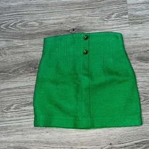 Zara mini skirt in green tweed